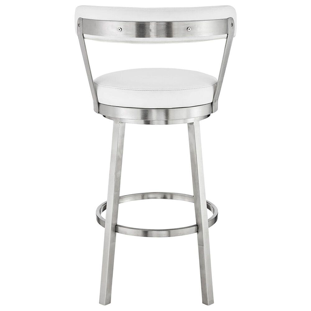 Blue River Bryant 30&quot; Swivel Barstool with White Cushion in Stainless Steel, , large