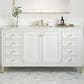 James Martin Vanities Chicago 60" Single Bathroom Vanity in Glossy White with 3 cm Arctic Fall Solid Surface Top and Rectangular Sink, , large