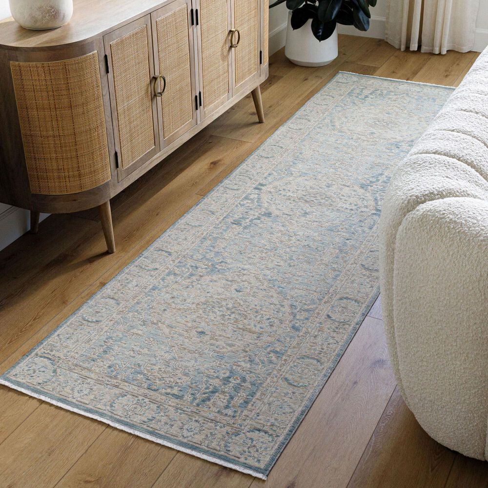 Surya Once Upon a Time Light Gray, Tan, Pale Blue, Gray, Denim and Medium Gray 2&#39;11&quot; x 9&#39;10&quot; Runner, , large