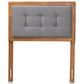 Baxton Studio Sarine Twin Panel Headboard with Dark Grey Upholstered in Walnut Brown, , large