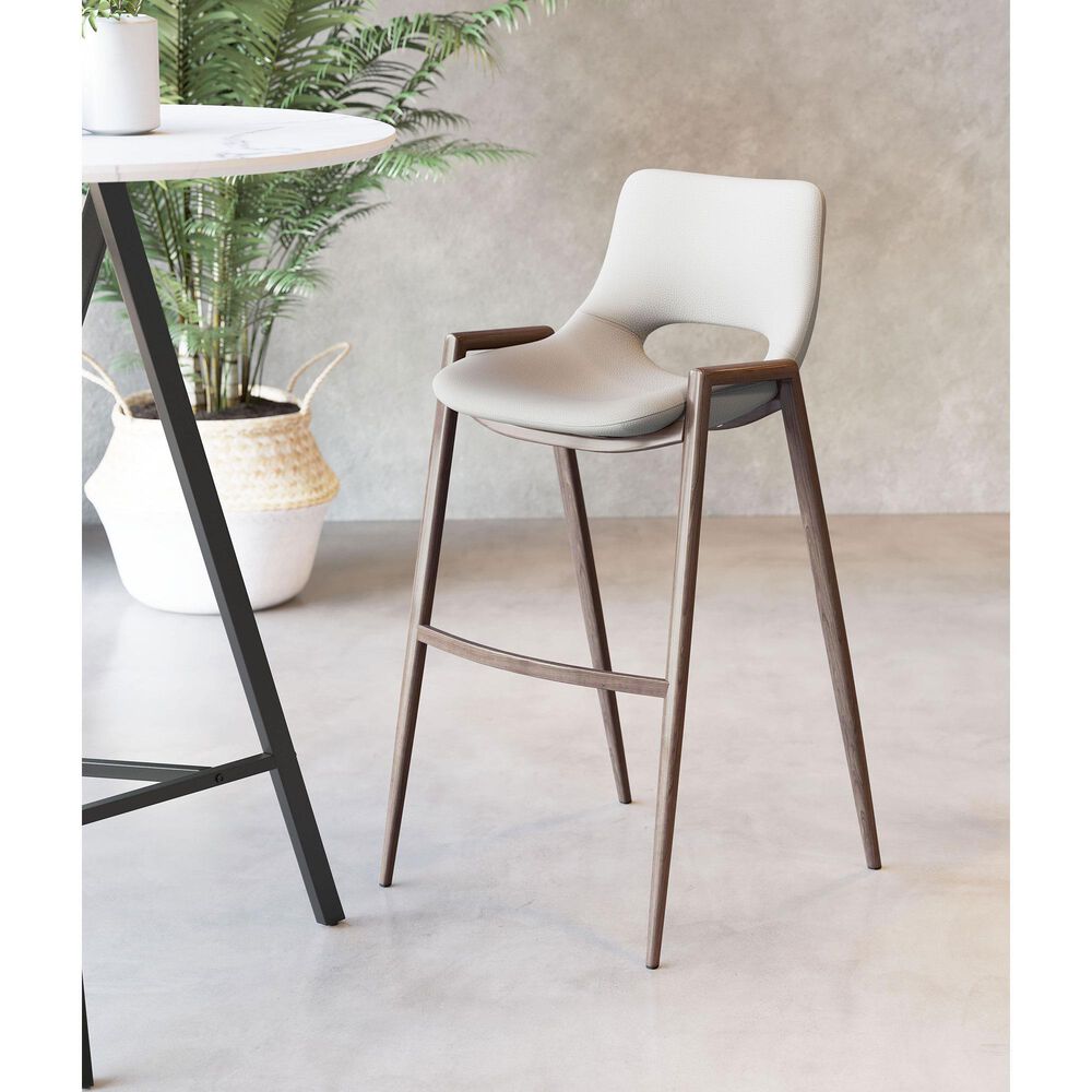 Zuo Modern Desi Bar Chair in Beige and Dark Brown &#40;Set of 2&#41;, , large