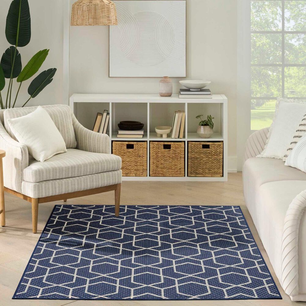 Nourison Horizon HOZ01 Navy 6&#39; x 9&#39; Indoor/Outdoor Area Rug, , large