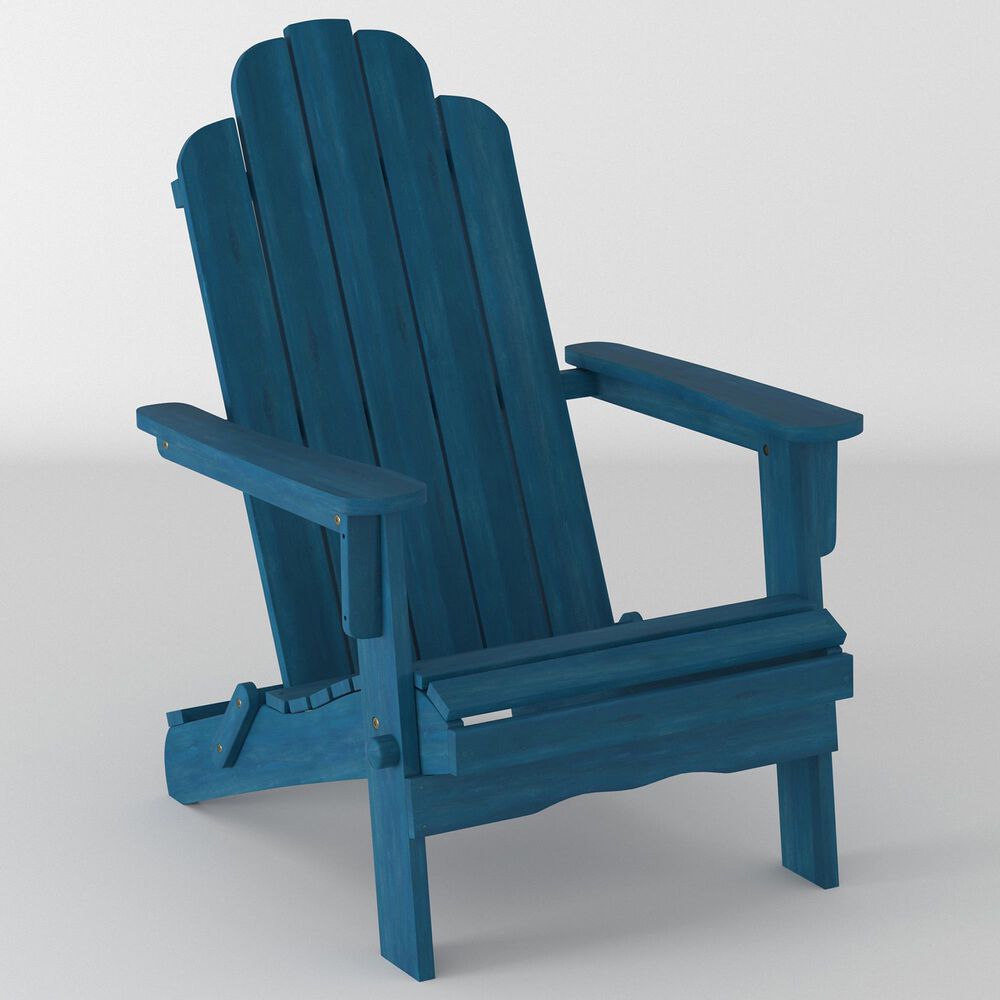 Walker Edison Patio Adirondack Chair in Navy Blue, , large