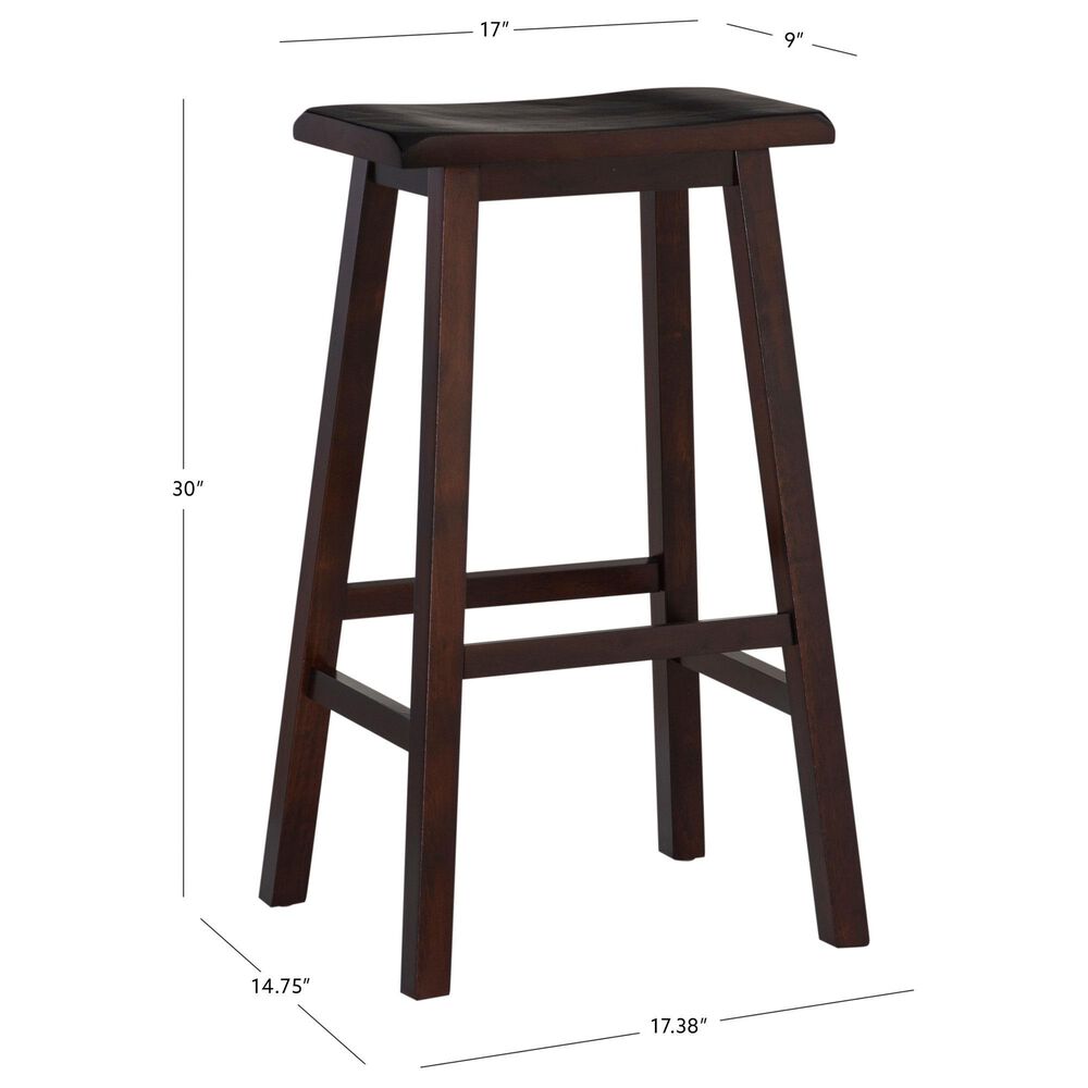 Linon Home Decor Saddle Bar Stool in Dark Brown, , large