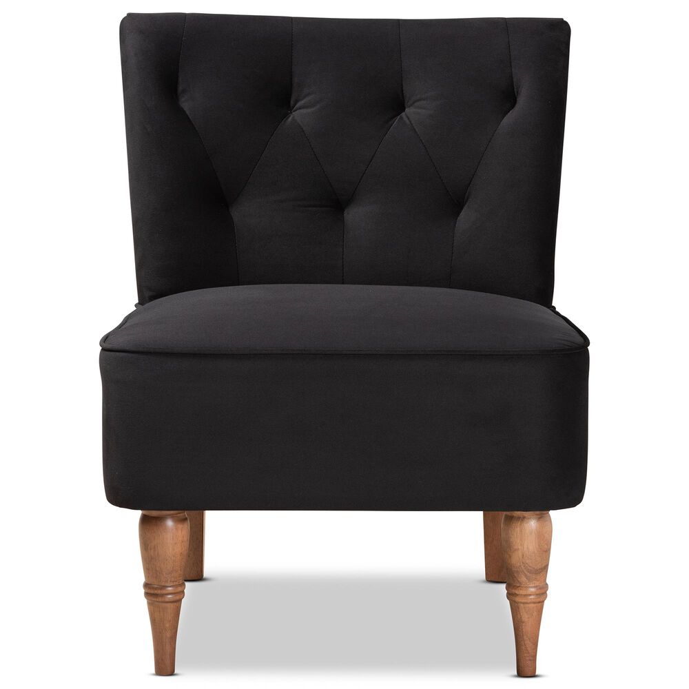 Baxton Studio Harmon Accent Chair in Black and Walnut Brown NFM