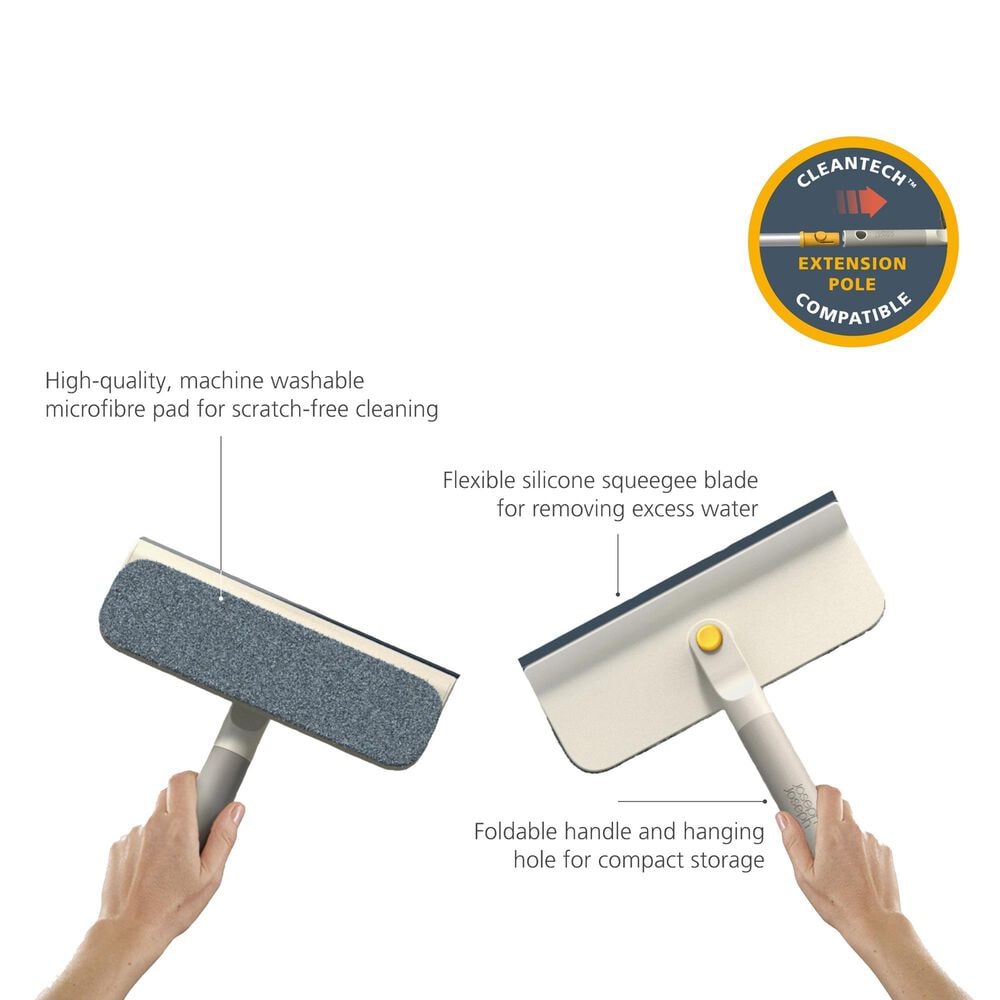 Joseph Joseph CleanTech 2-in-1 Glass Cleaning Tool in Stone, , large