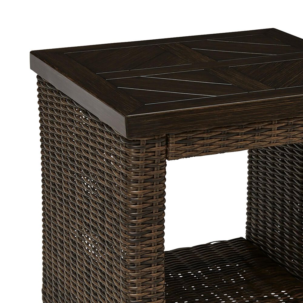 Ashley Monterey Point Square End Table in Dark Brown, , large