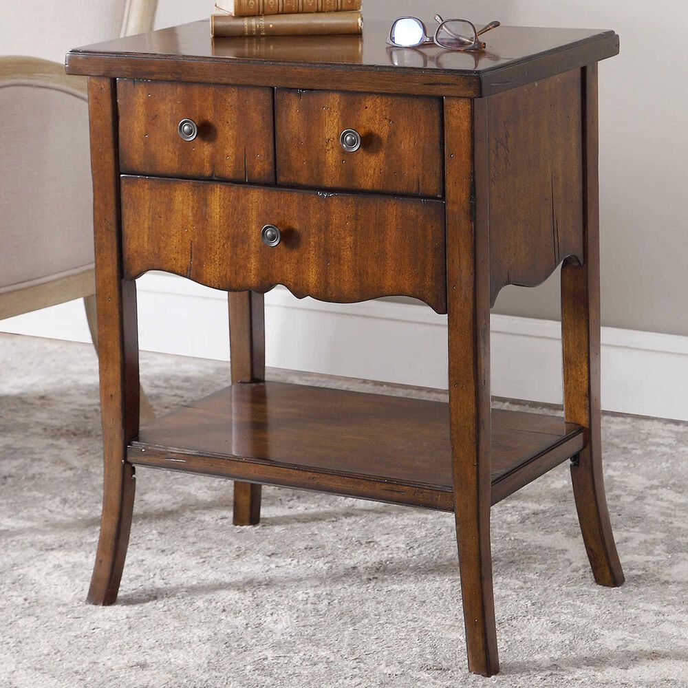 Uttermost Carmel End Table in Light Brown Wood, , large