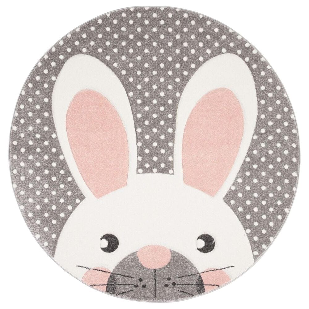 Safavieh Carousel 3" Round Pink and Grey Kids  Area Rug, , large