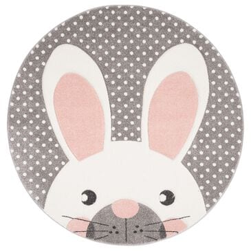 Safavieh Carousel 3" Round Pink and Grey Kids  Area Rug, , large