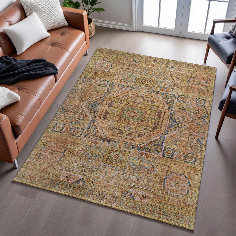 Dalyn Rug Company Silk Road Curry, Paprika, Gold, Copper and Navy 3&#39; x 5&#39; Area Rug, , large