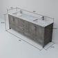 Lexora Home Jacques 80" Double Bathroom Vanity in Distressed Grey with 2 cm White Carrara Marble Top and Rectangular Sinks, , large