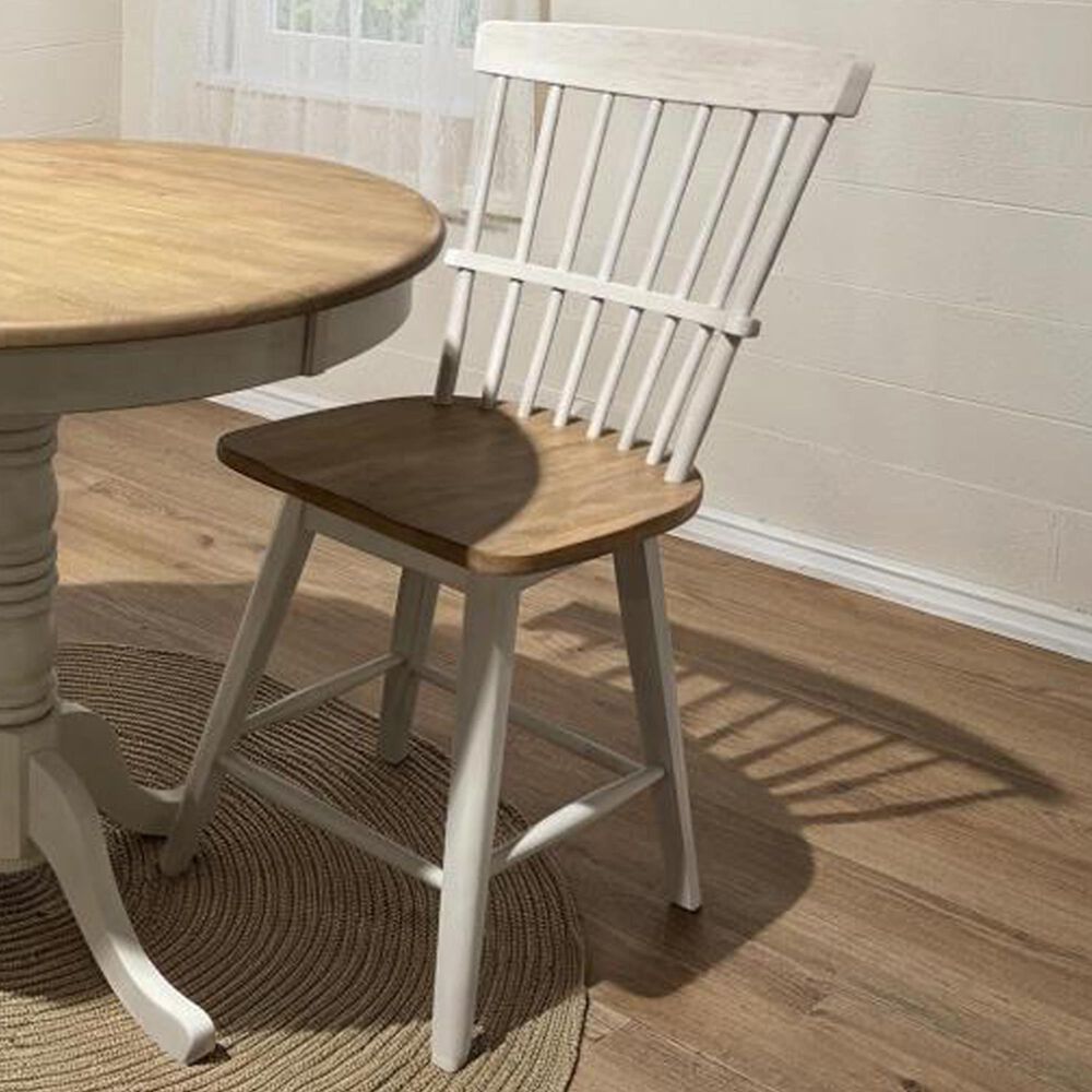 Maison Estee Oasis Counter Height Swivel Stool in White and Maple, , large