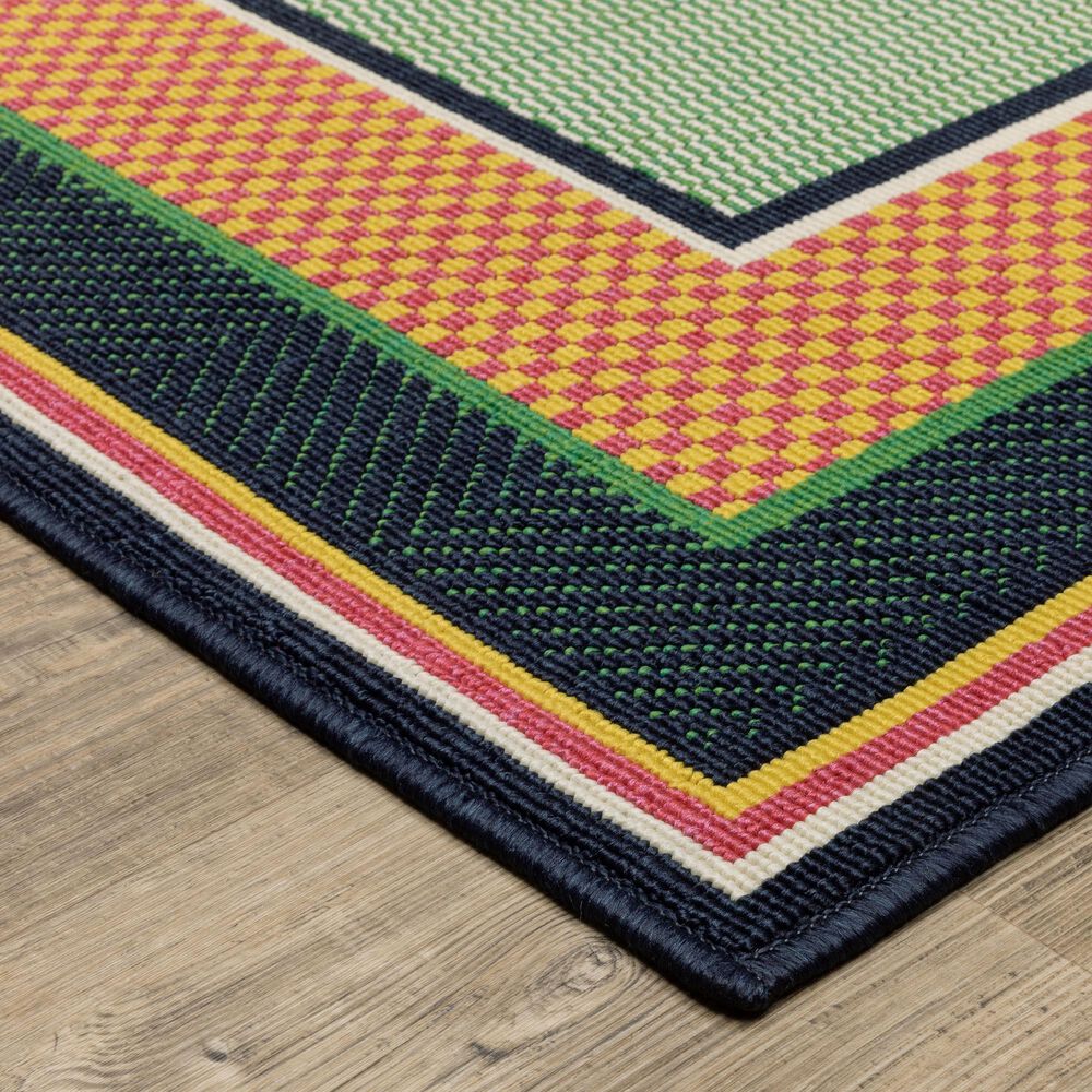 Oriental Weavers Havana Geometric Green and Navy 1'10" x 7'3" Indoor/Outdoor Runner, , large