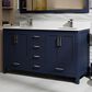 Lexora Home Jacques 60" Double Bathroom Vanity in Navy Blue with 2 cm White Quartz Top and Rectangular Sinks, , large