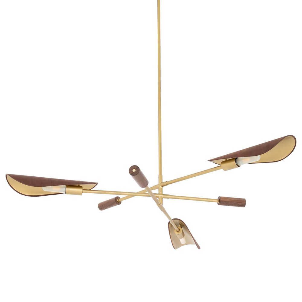 Four Hands Stockton Astrid Chandelier in Antique Brass and Walnut, , large