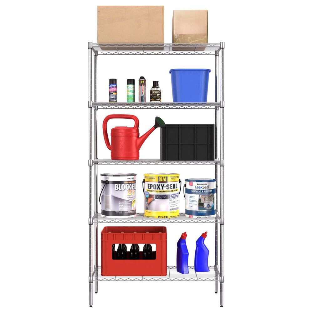 Furniture of America Harrison 5-Tier Storage Shelf in Chrome, , large