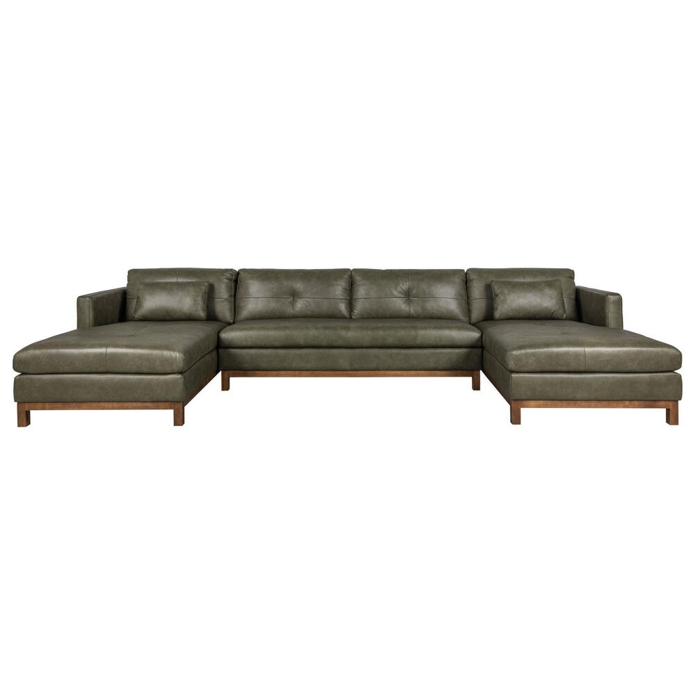 Chateau d"Ax 3-Piece Leather Sectional in Green, , large