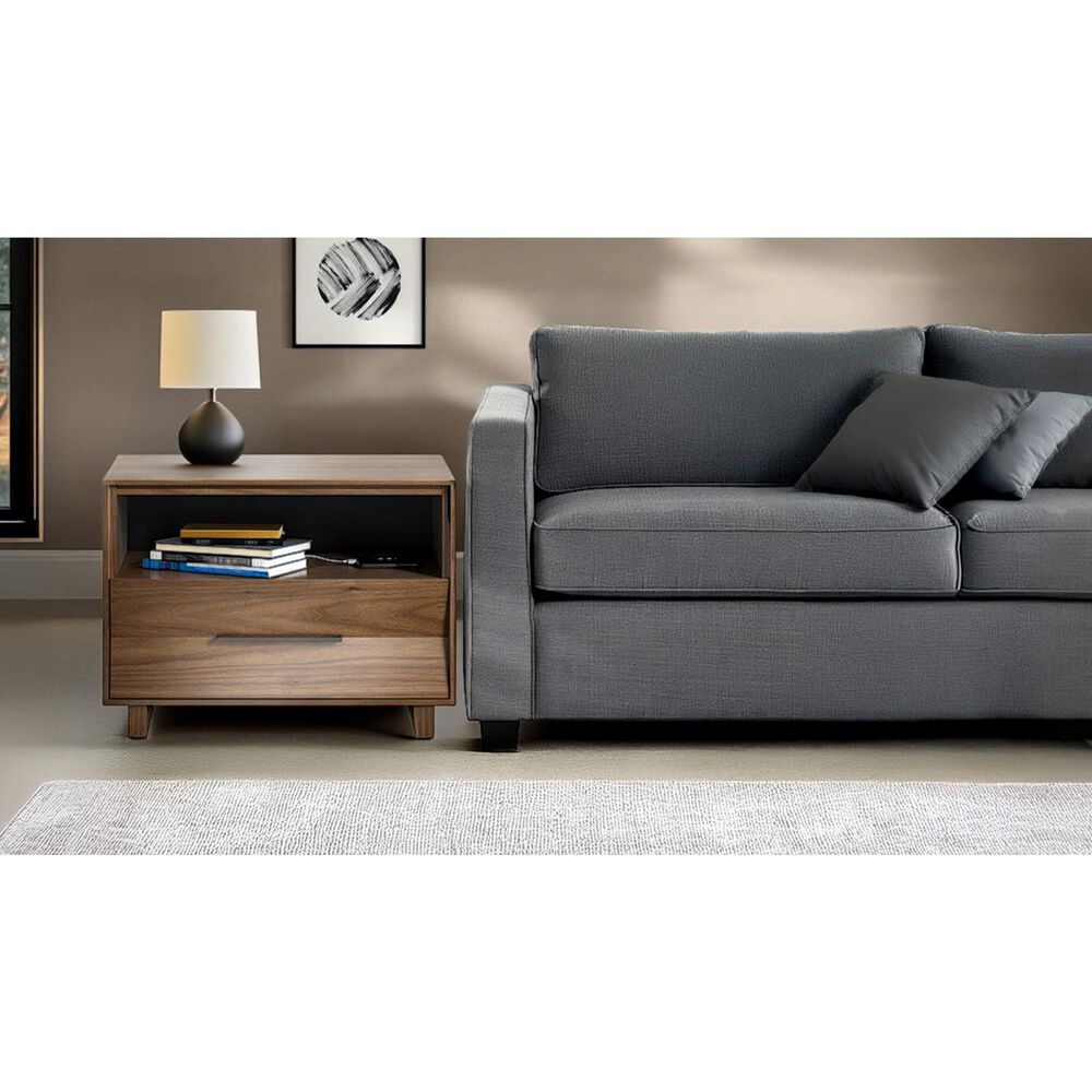 BDI Kava 28&quot; 1-Drawer Nightstand in Natural Walnut with Outlets and USB Ports, , large