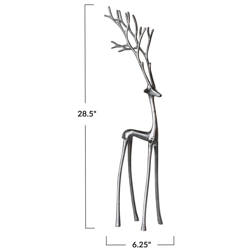 Creative Coop Tall Cast Aluminum Reindeer Sculpture in Gunmetal, , large