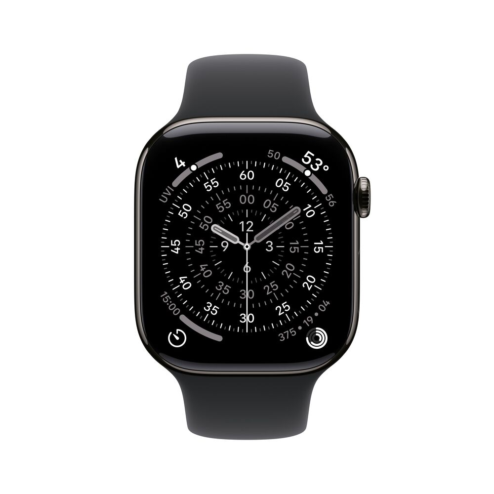 Apple Watch Series 11 &#40;GPS+Cellular&#41; 46mm Titanium Case with Black Sport Band - M/L - Slate - &#40;2025&#41;, , large