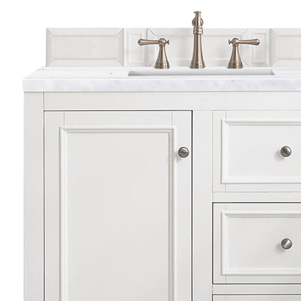James Martin Vanities De Soto 36&quot; Single Bathroom Vanity in Bright White with 3 cm Arctic Fall Solid Surface Top and Rectangular Sink, , large