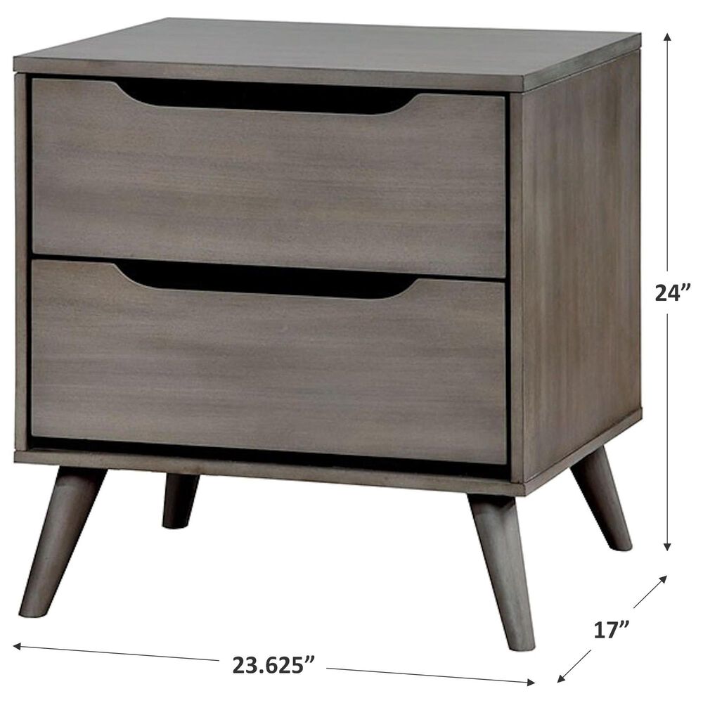 Furniture of America Lennart 2-Drawer Nightstand in Gray, , large