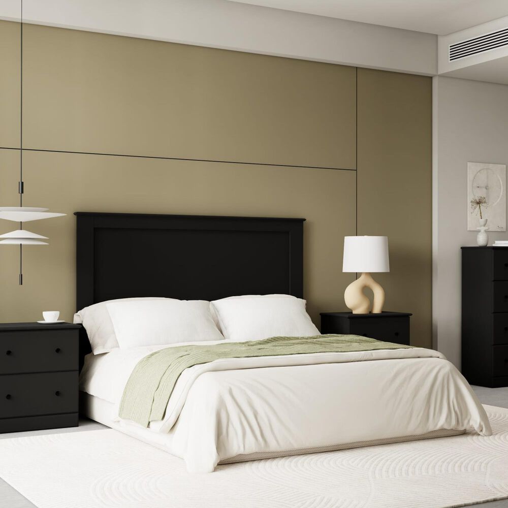Lemoore Essential Queen/Full Panel Headboard in Soiid Black, , large