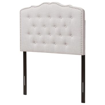 Baxton Studio Lucy Twin Upholstered Panel Headboard in Greyish Beige, , large