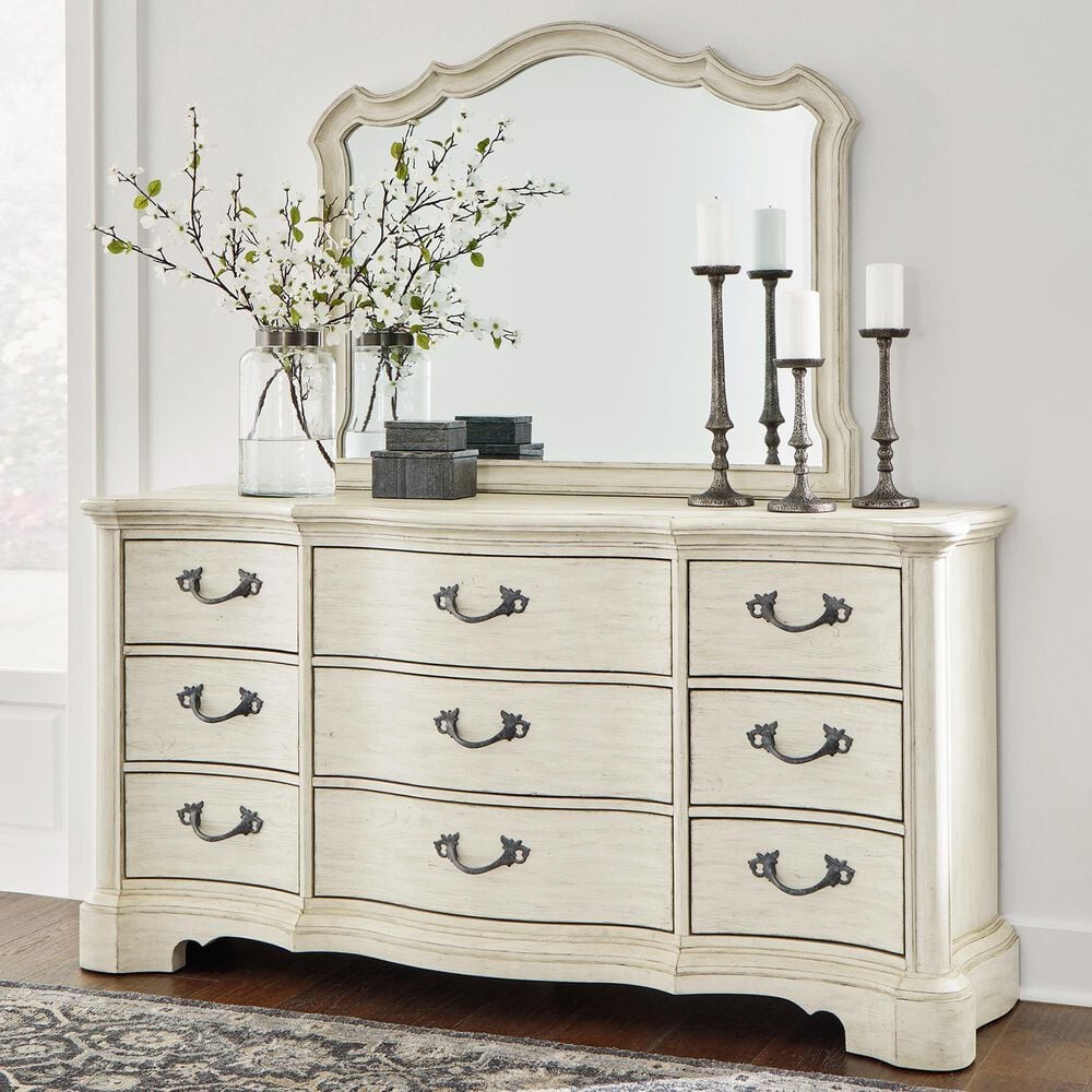 Millenium Arlendyne 9-Drawer Dresser and Mirror in Antique White, , large