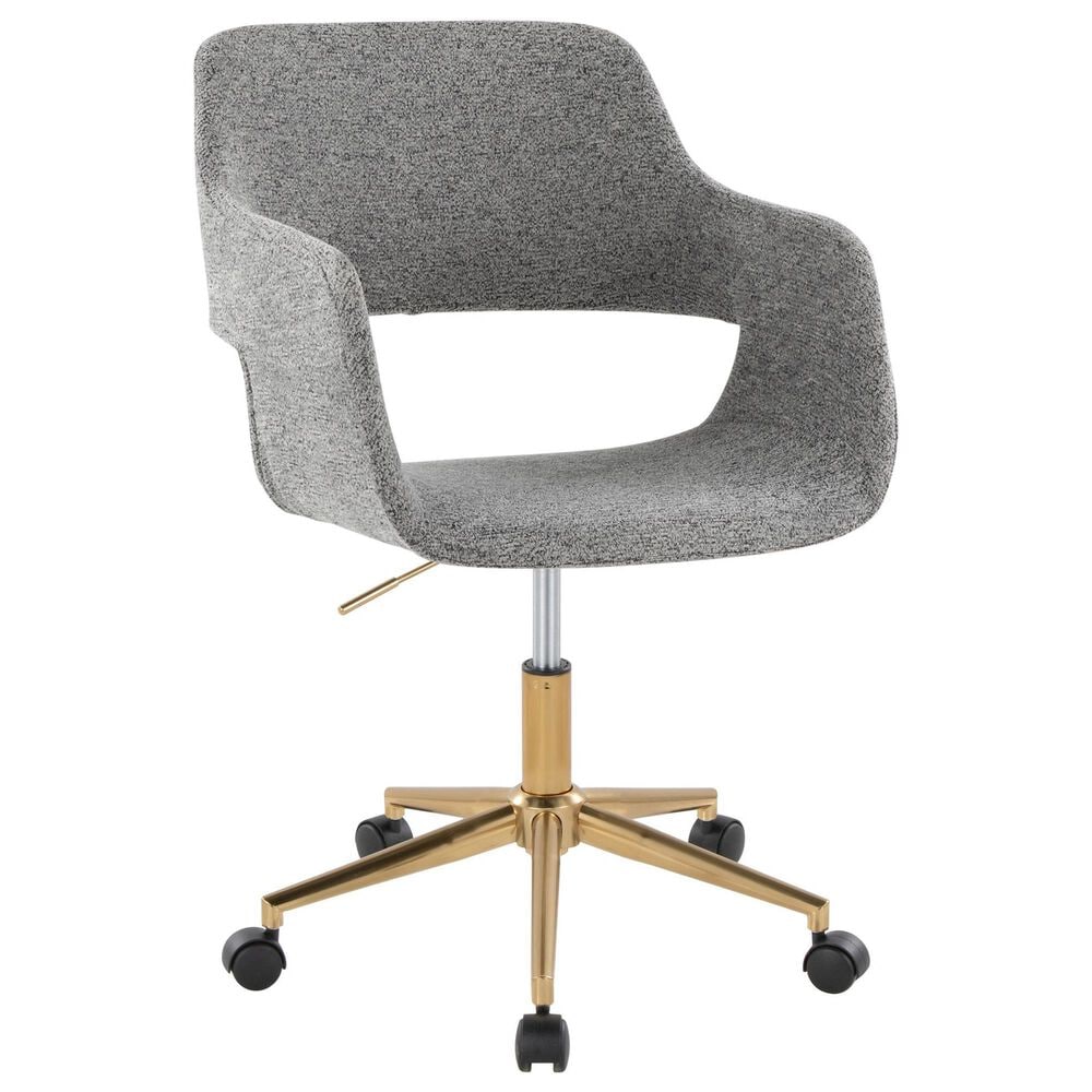 Lumisource Margarite Task Chair with Grey Fabric Cushion in Gold, , large