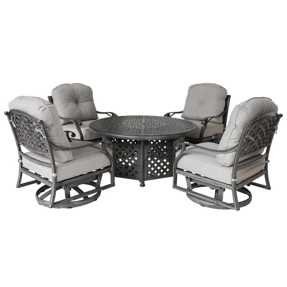Gathercraft Macan 5-Piece Fire Pit Set in Silver and Gray, , large