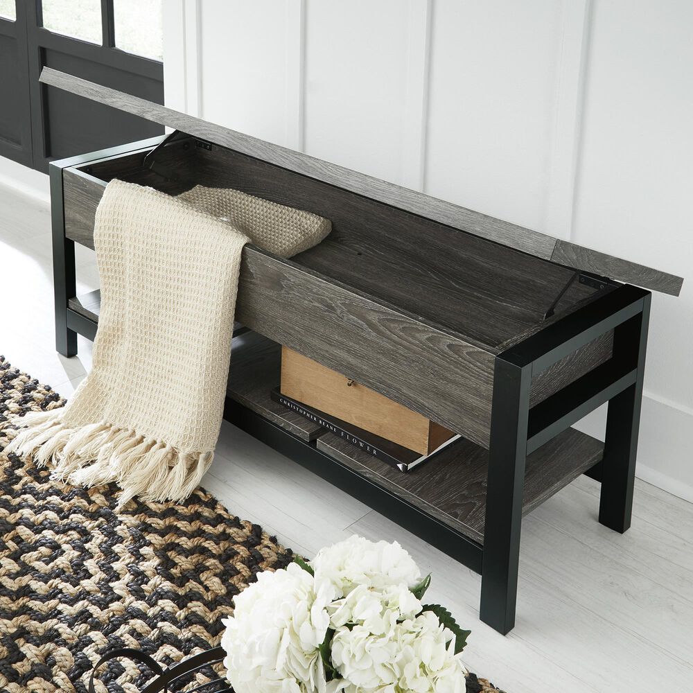 Ashley Rhyson Storage Bench in Gray, Brown and Black, , large