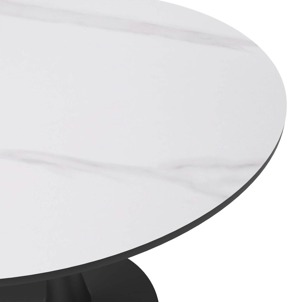 Leisuremod Leisuremod Bristol 31 round dining table Black base with White Sintered stone Top, , large