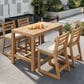 HOMLUX 5-Piece Patio Bar Set with 52" Rectangular Light Teak Table in Beige, , large