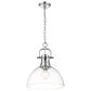 Golden Lighting Duncan 1-Light Pendant with Chain and Clear Glass Shade in Chrome, , large