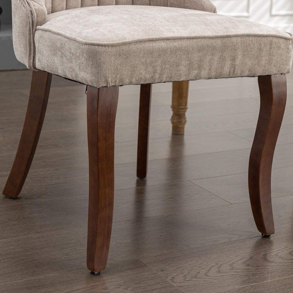 Hearth and Haven Rayon Side Chair with Beige Cushion in Light Brown (Set of 2), , large