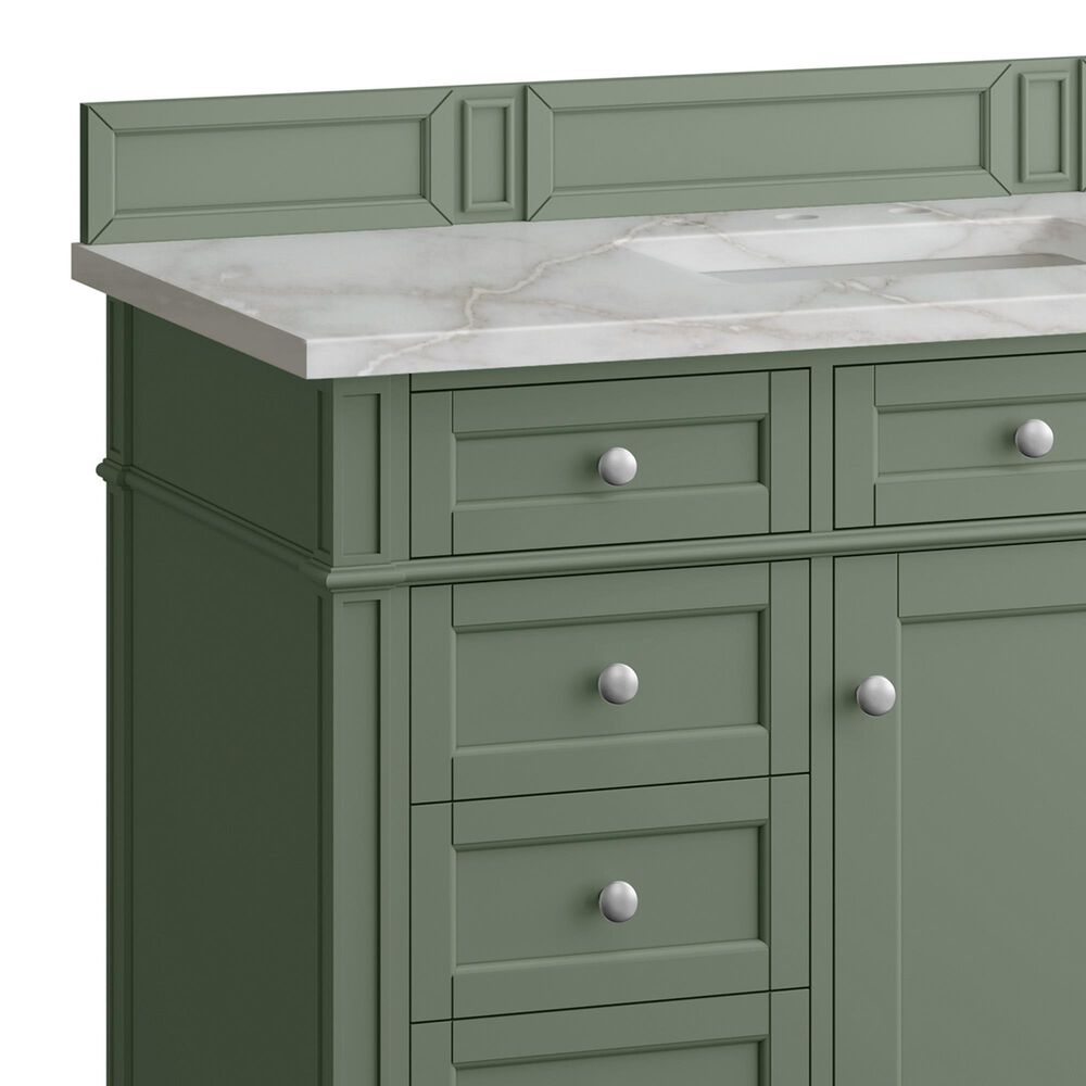 James Martin Vanities Brittany 48" Single Bathroom Vanity in Smokey Celadon with 3 cm Eternal Jasmine Pearl Silestone Top, Rectangular Sink and FreePower Wireless Charger, , large