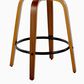 LumiSource Fabrico 26" Swivel Fixed-Height Counter Stool with Black Faux Leather Upholstery in Black and Walnut (Set of 2), , large