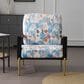 Hearth and Haven Floral Velvet Lounge Arm Chair with Gold Metal Legs in Blue, , large