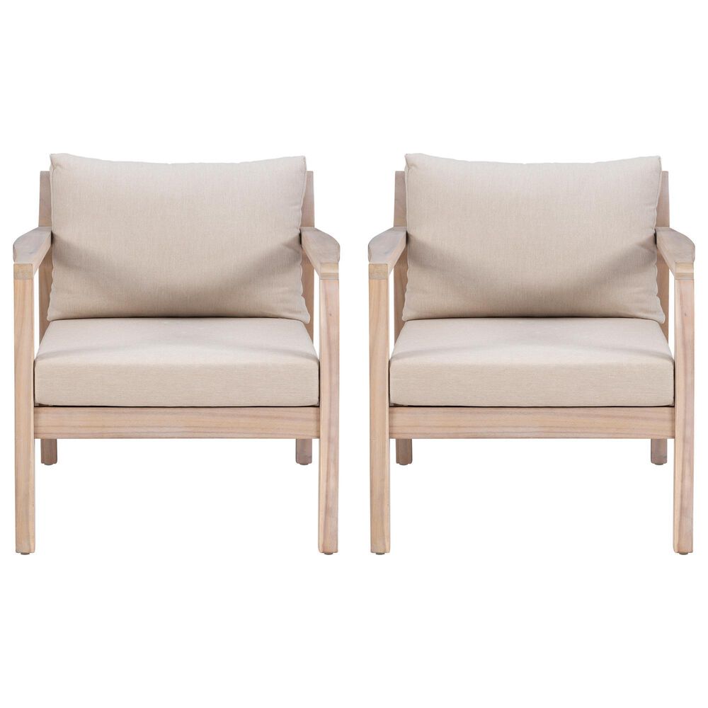 Linon Home Decor Teagon Patio Arm Chair in Beige (Set of 2), , large