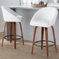 LumiSource Matisse 26" Swivel Counter Stool with White Faux Leather Upholstery in Walnut and Black (Set of 2), , large