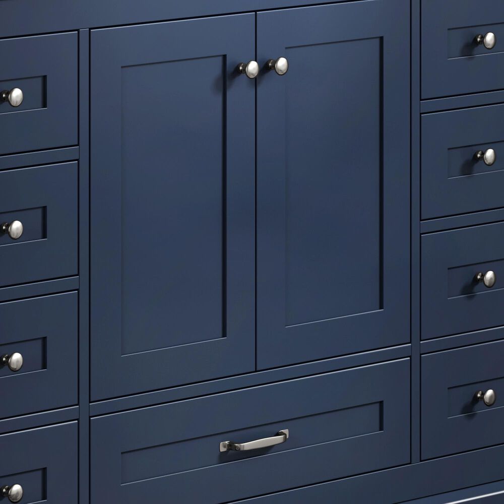 Lexora Home Dukes 48&quot; Single Bathroom Vanity in Navy Blue with 2 cm White Cultured Marble Top and Rectangular Sink, , large