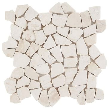 Soho Studio Pebblestone Lovina White 12" x 12" Tumbled Natural Stone Mosaic Sheet, , large