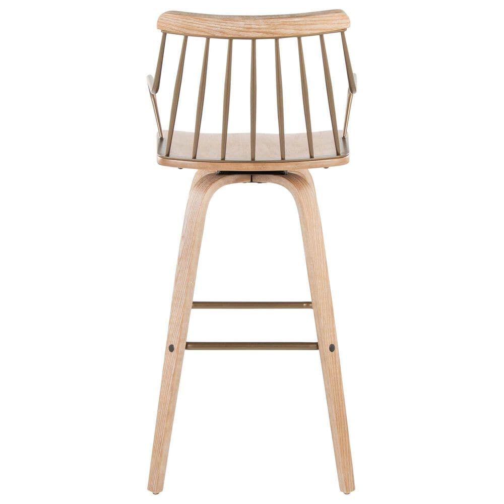 Lumisource Preston Swivel Barstool in Whitewashed and Antique Copper, , large