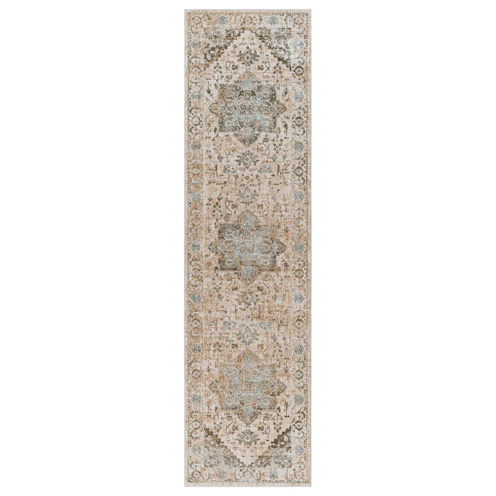Surya Brunswick 2"7" x 10" Light Beige, Taupe, Olive, Light Gray, Charcoal, White, Teal and Dusty Sage Runner, , large