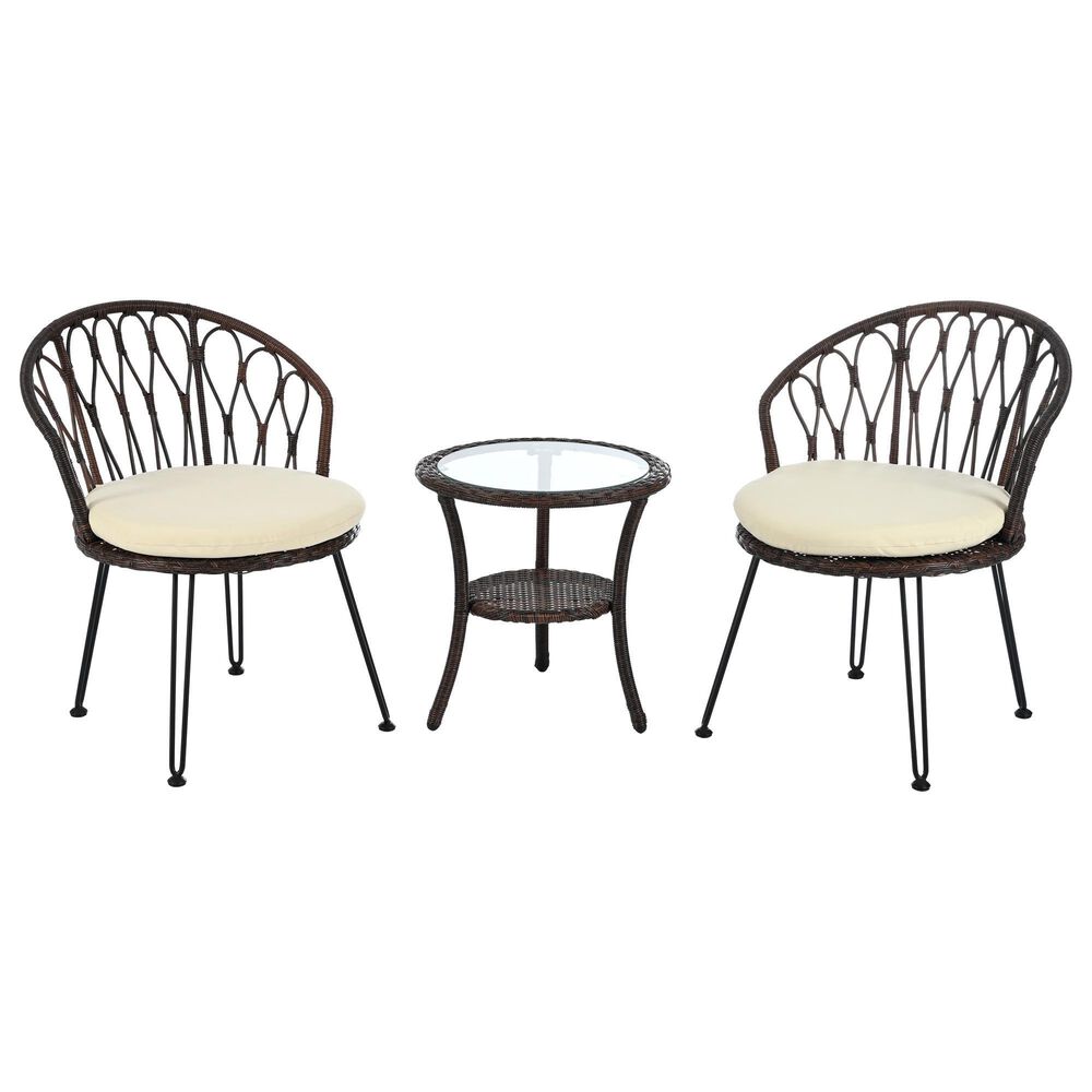 Hearth and Haven 3-Piece Patio Conversation Set in Beige, , large