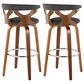 LumiSource Gardenia Swivel Fixed-Height Bar Stool with Charcoal Fabric Upholstery in Chrome and Walnut (Set of 2), , large