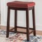 Linon Home Decor Claridge Counter Stool with Red Cushion in Dark Brown, , large