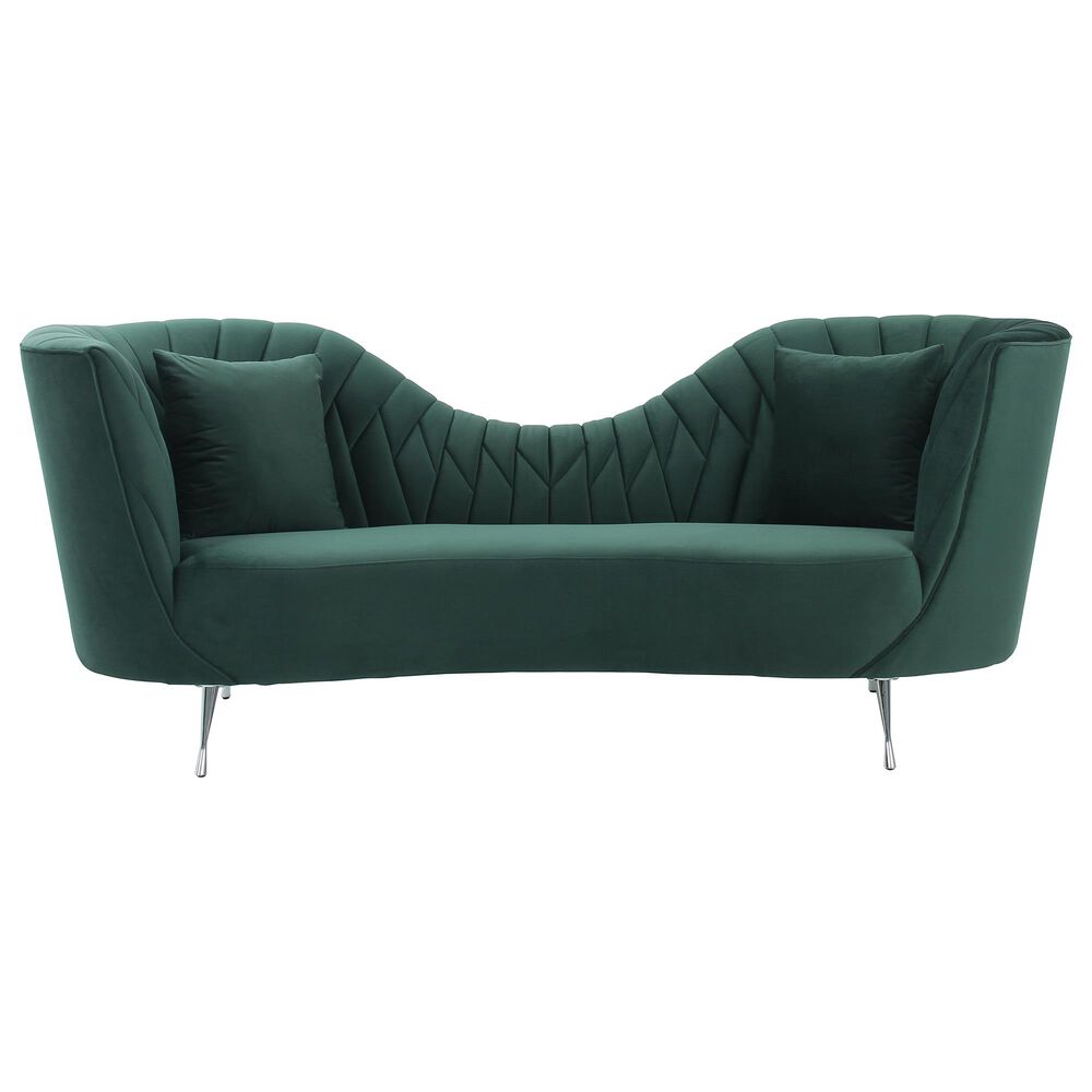 Tov Furniture Eva Velvet Sofa in Forest Green, , large
